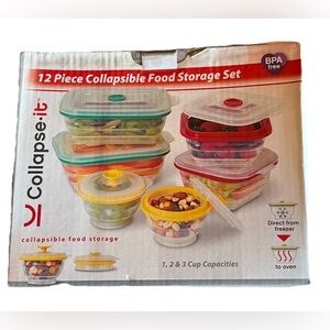 Collapse-It 12 Pc Collapsible Silicone Meal Prep Food Storage Set Space Saving